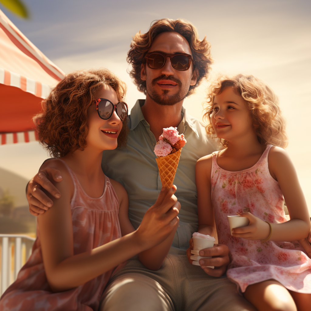 Family Holding Ices Outdoors