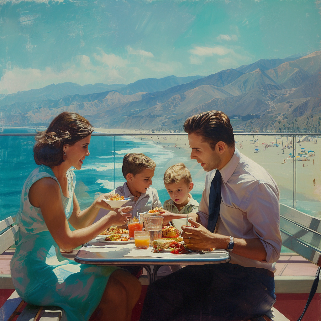 Family Eating Lunch on Santa Monica Pier