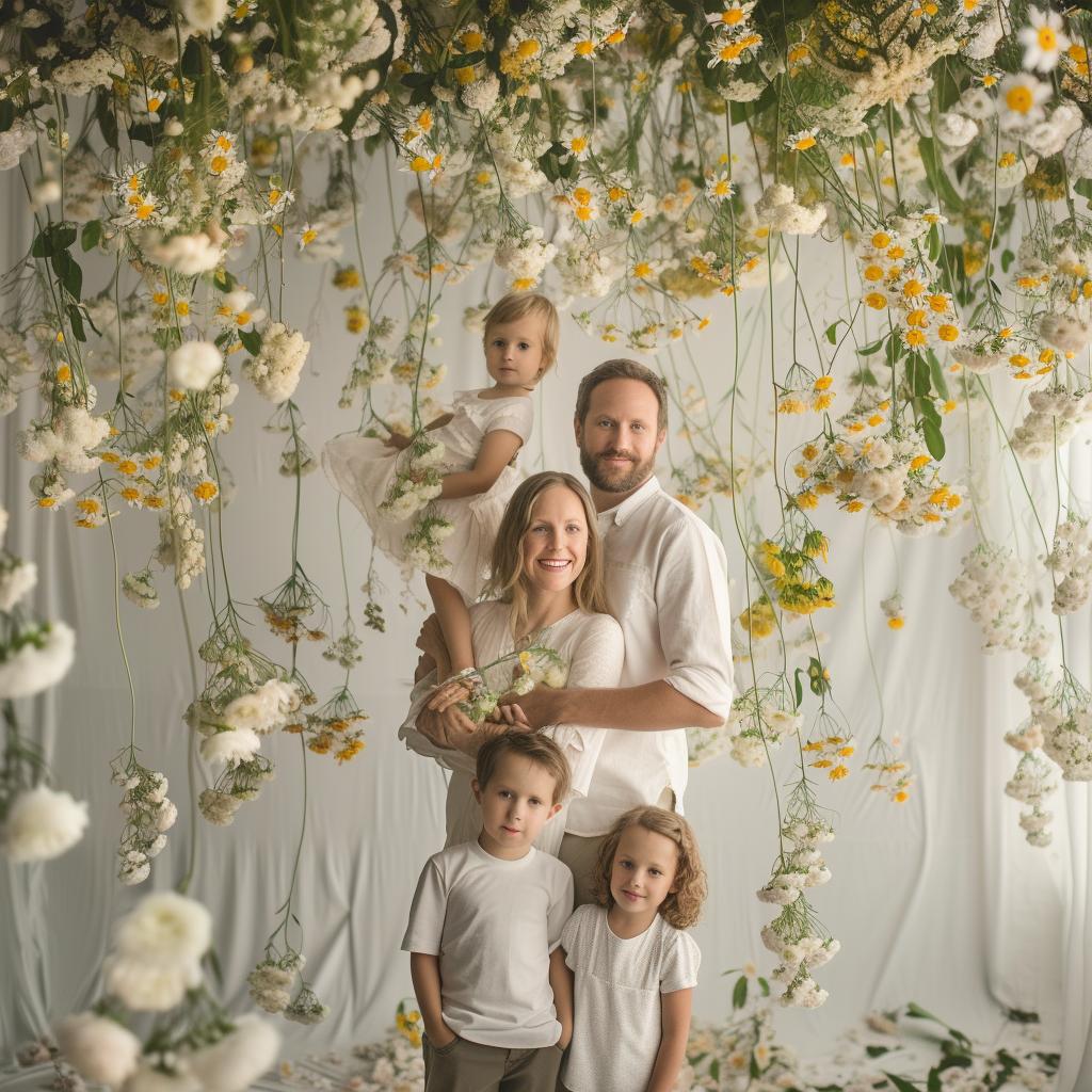 Family Photos with Floating Flowers