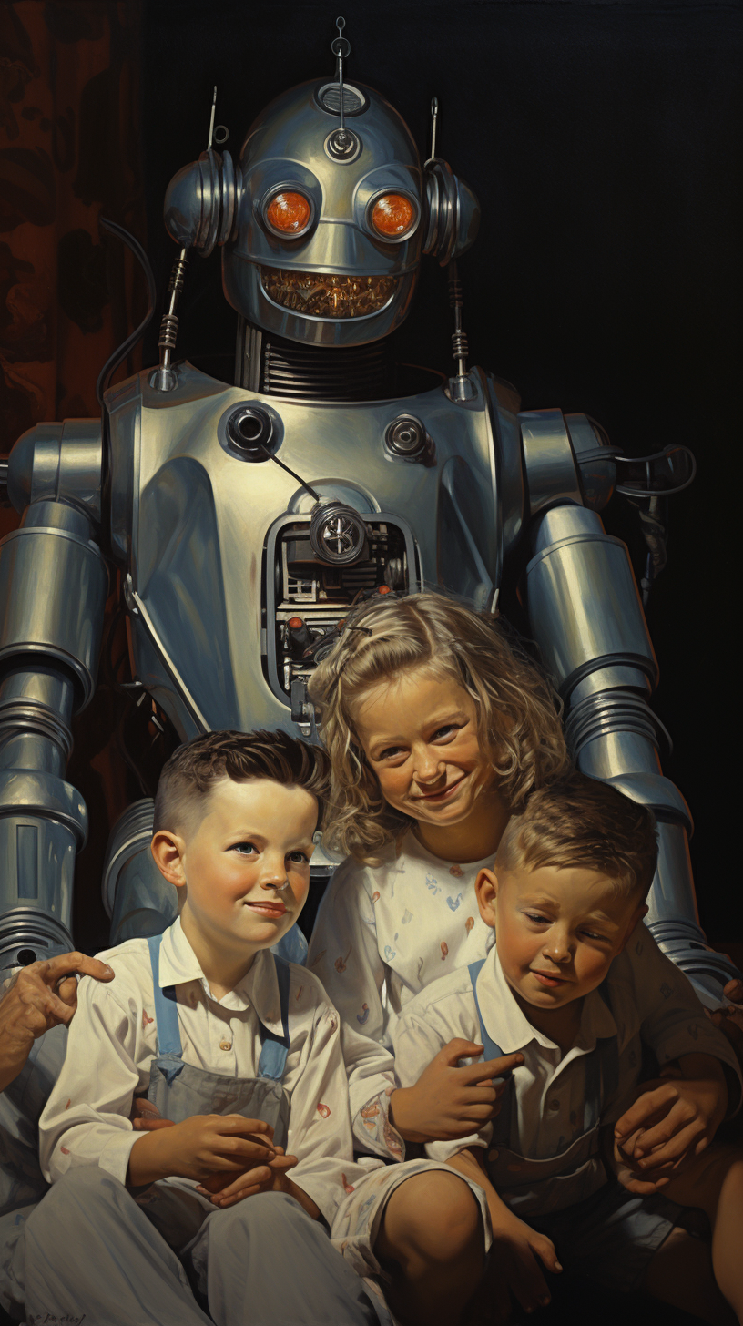 Family with robot children