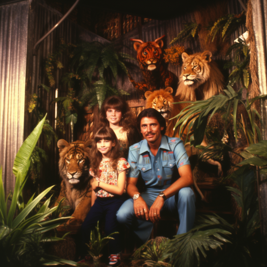 Family posing in Graceland's Jungle Room