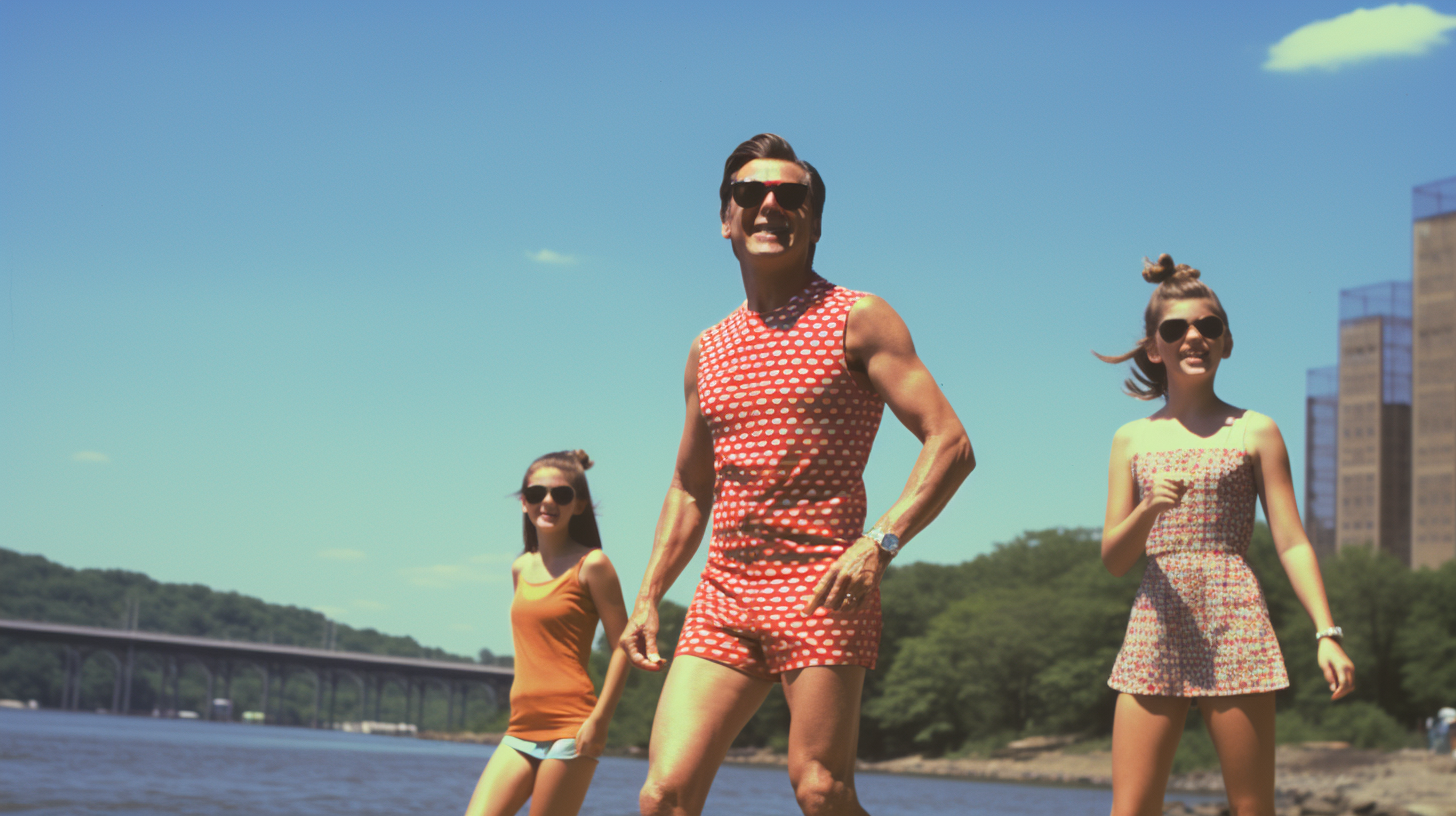 Family Swimsuits on Hudson River