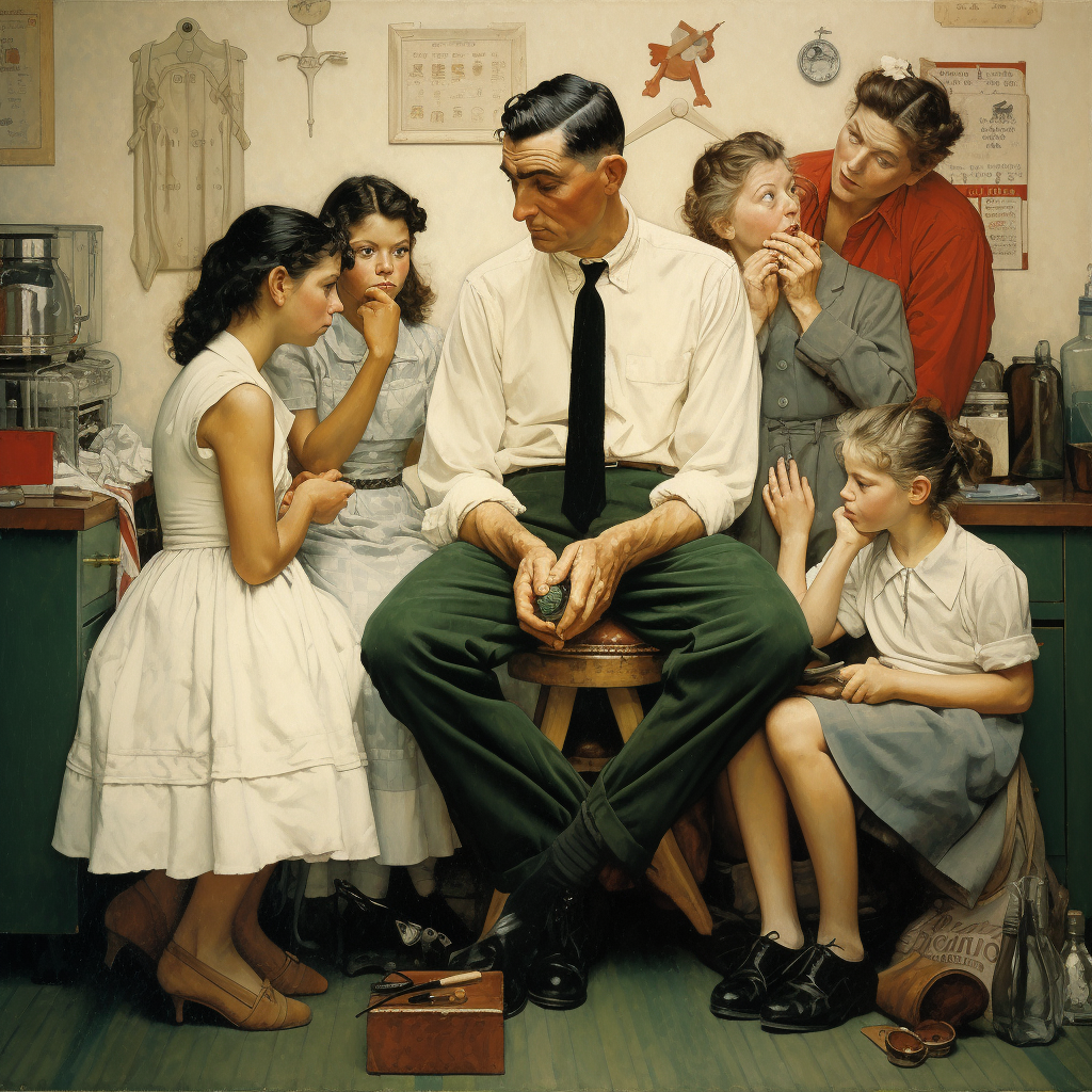 Norman Rockwell Family Unit painting