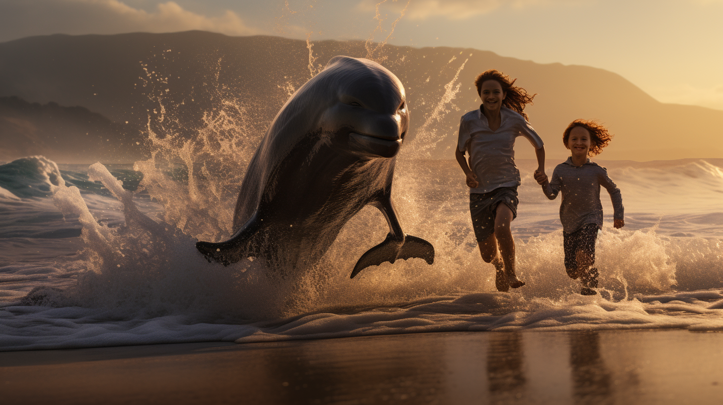 Family walking along the sea shore