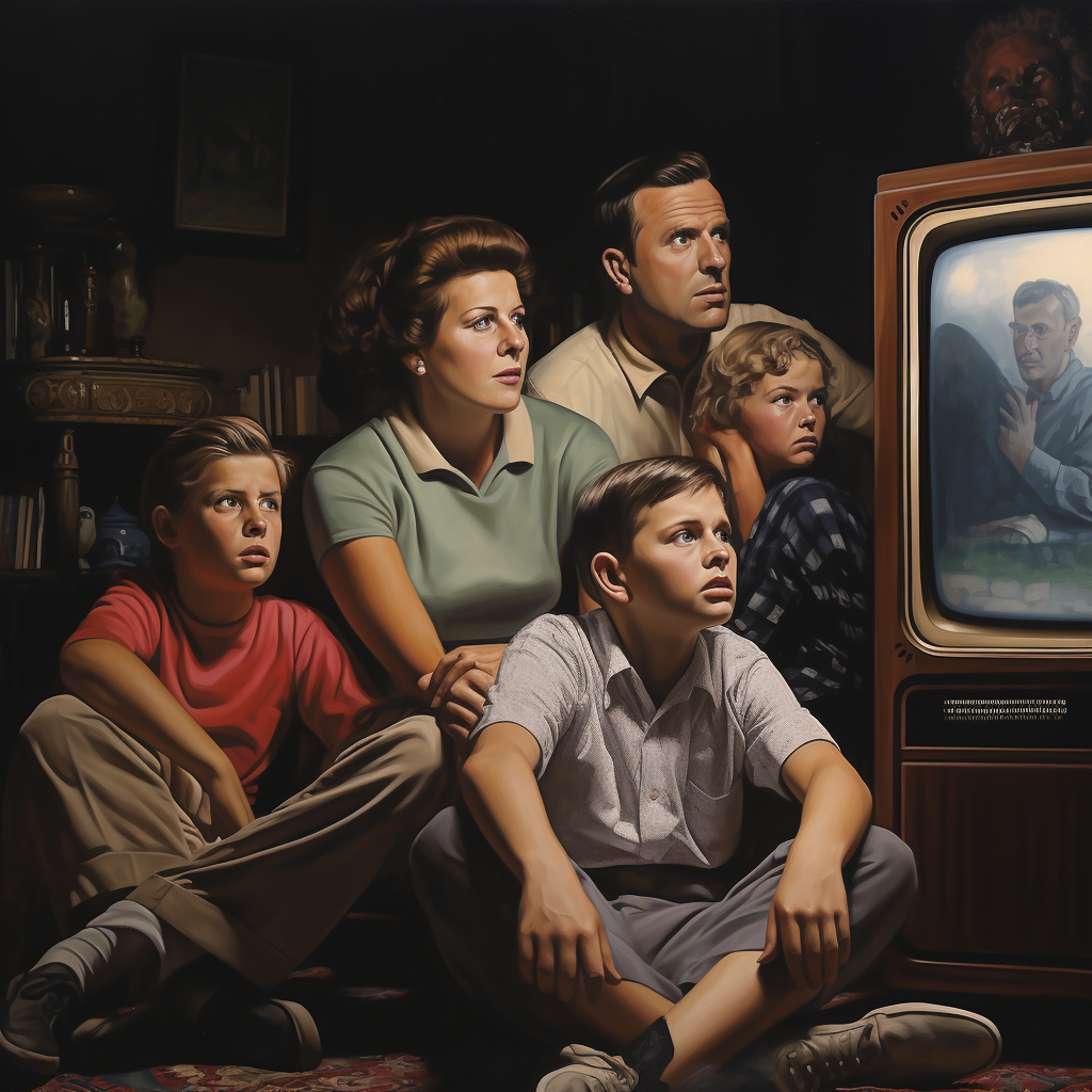 Family enjoying television entertainment together