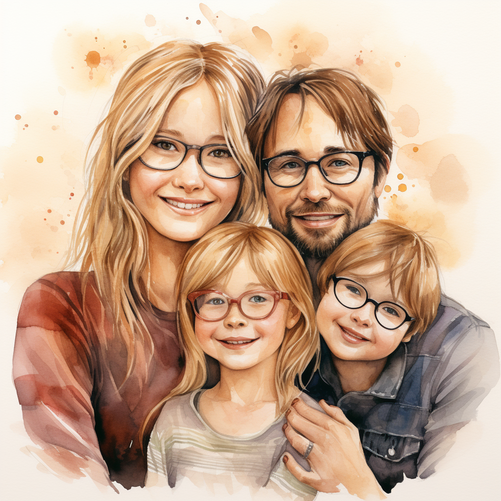 Happy family enjoying watercolor painting