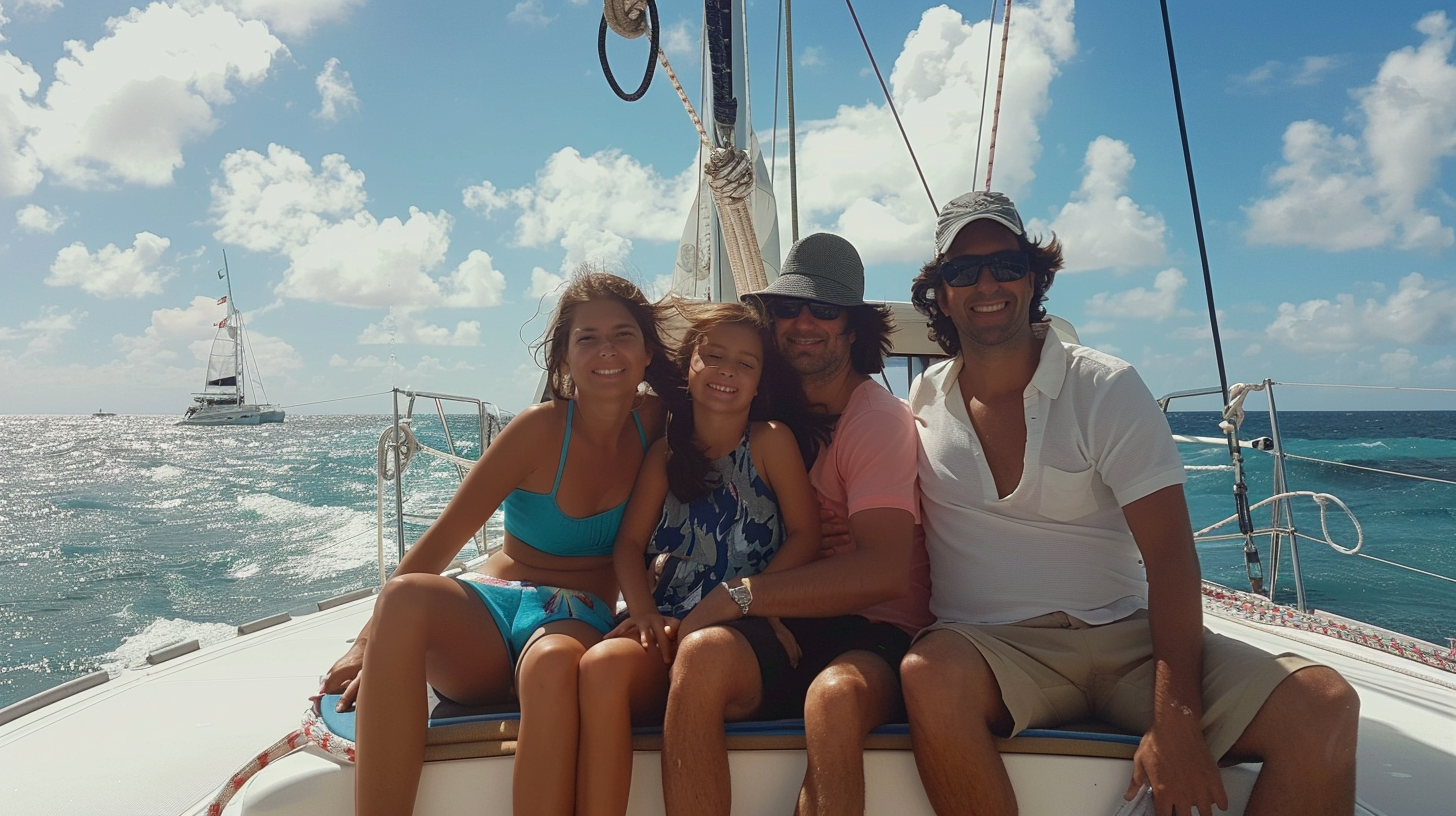 Family on Catamaran Deck