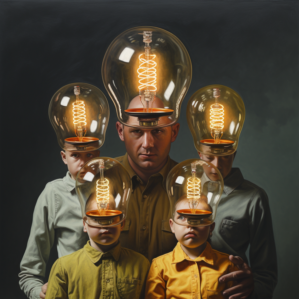 Family with Lightbulbs Head Image