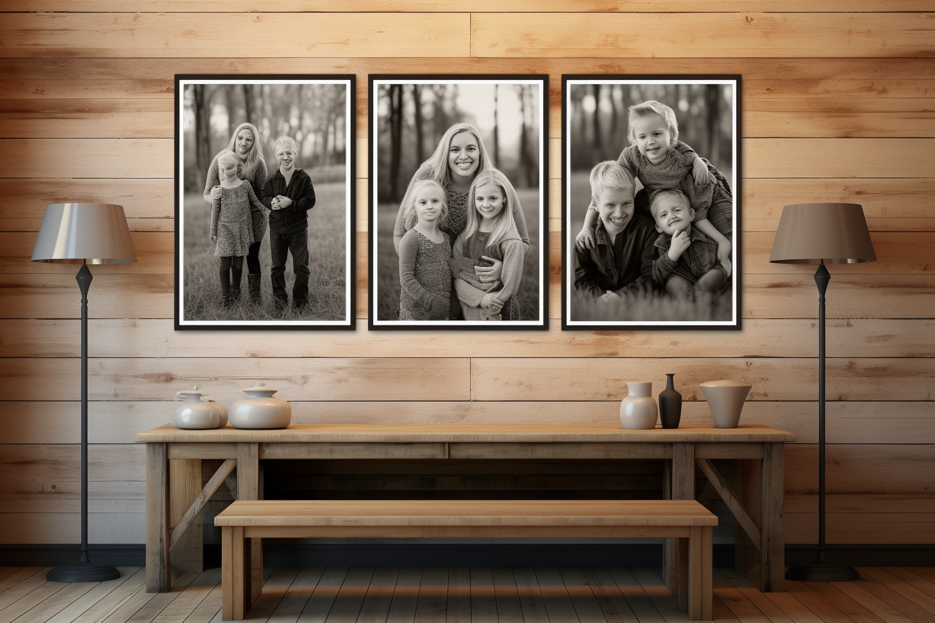 Black Frame Family Portraits on Lounge Wall