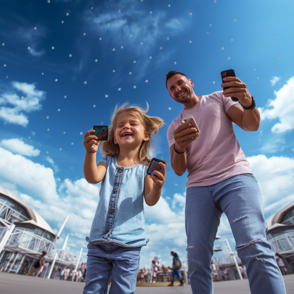 Family enjoying theme park adventure