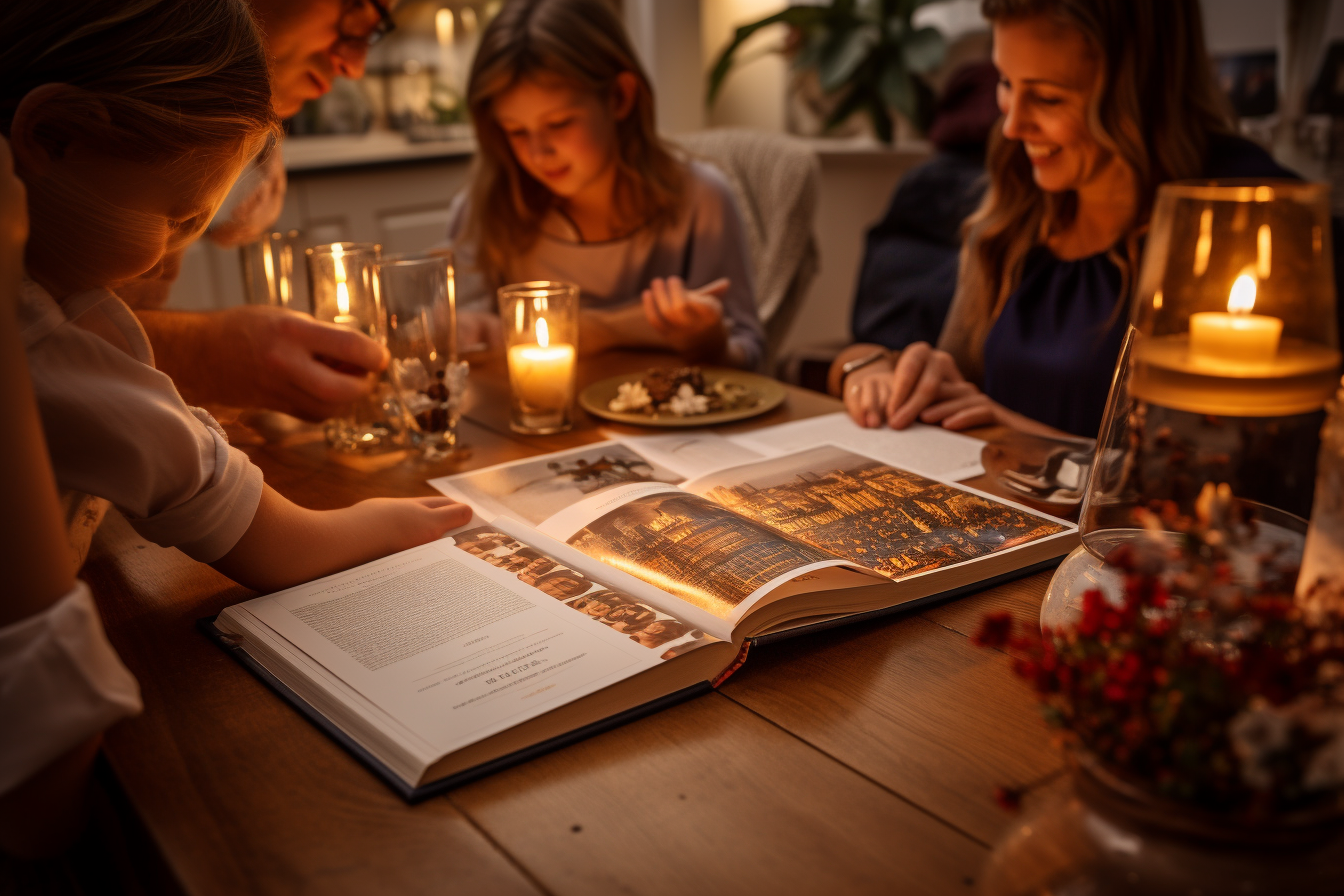 Family enjoying memories from France