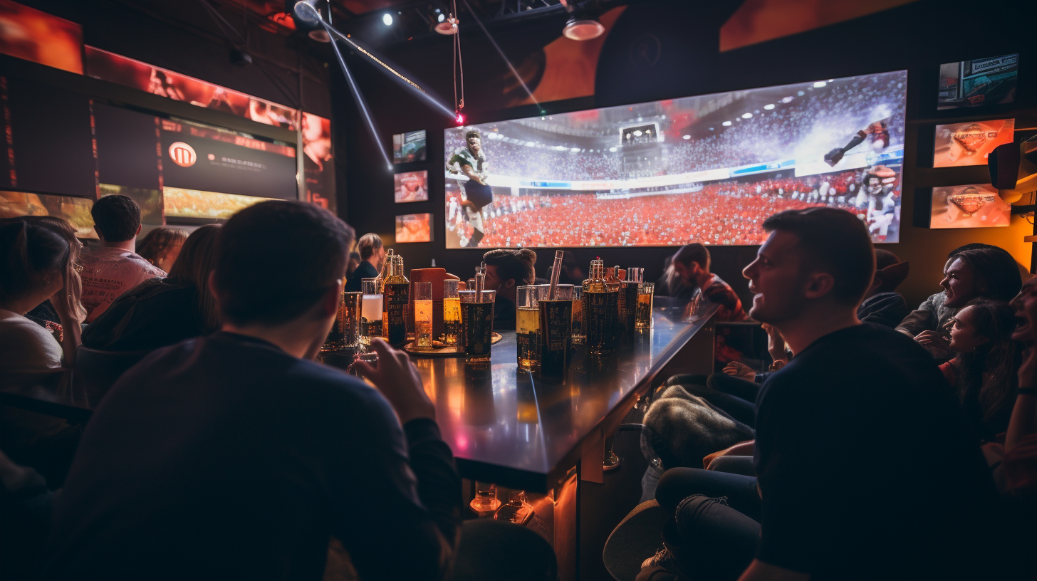 German fans cheering at fan zone bar