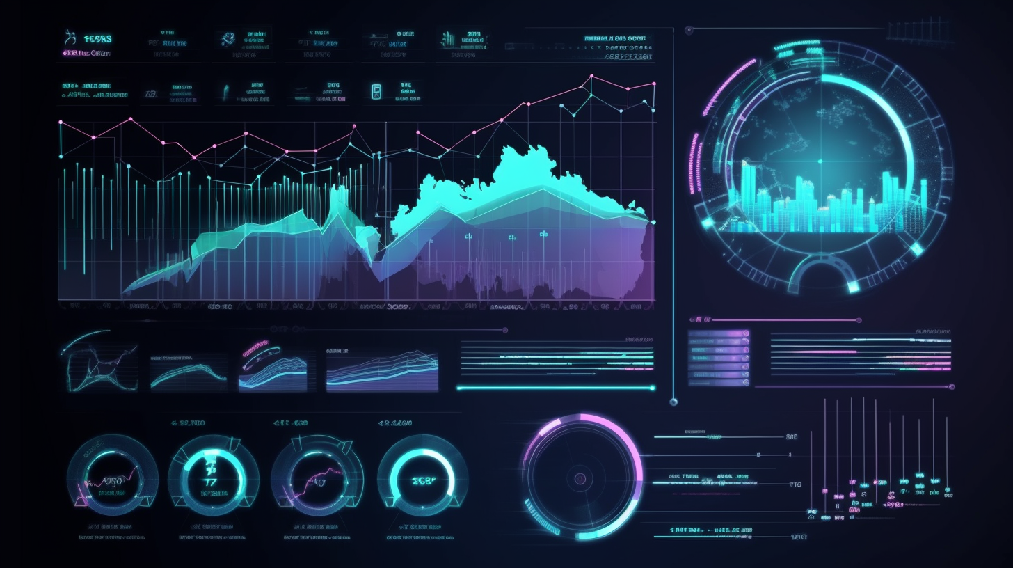 Futuristic financial report with analytics charts