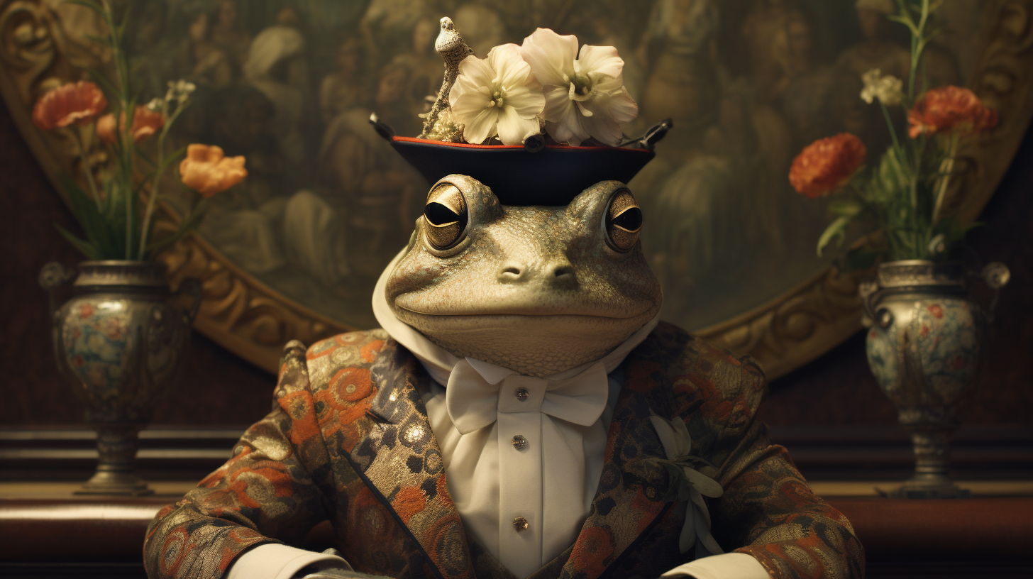 Anthropomorphic toad with a fancy hat