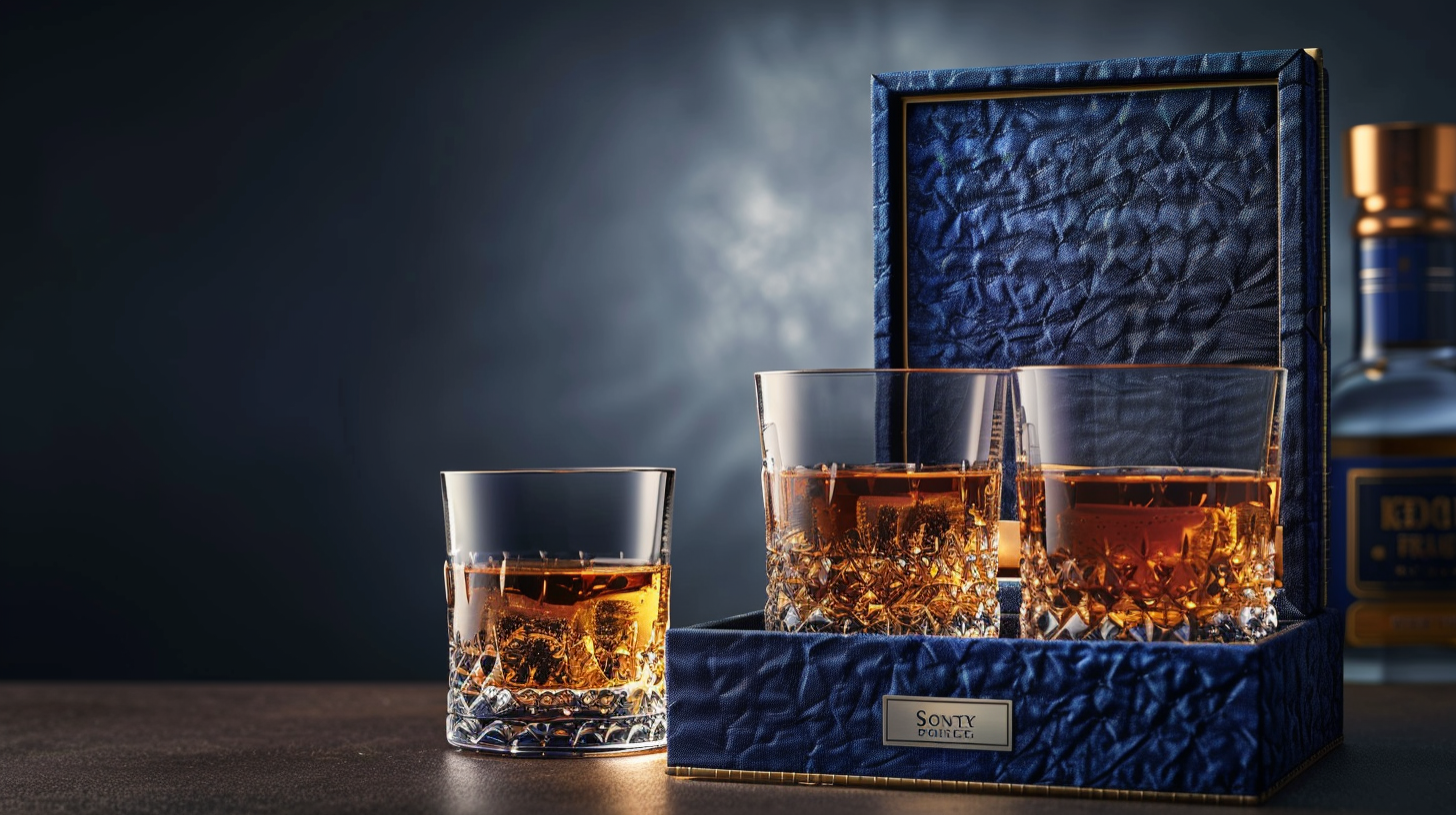 Scotch Whiskey Glasses Linen Box