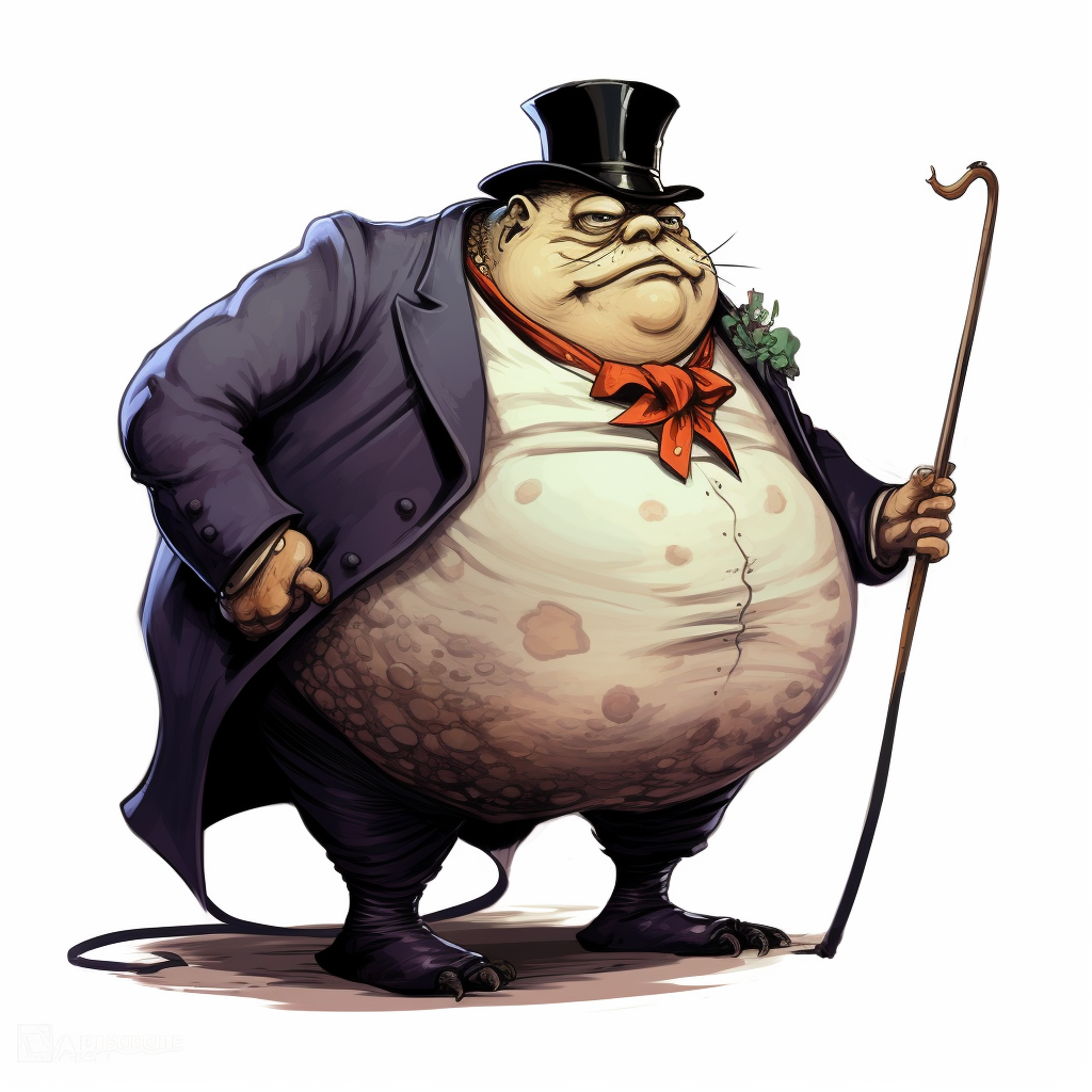 Evil Obese Toad Man with Cane