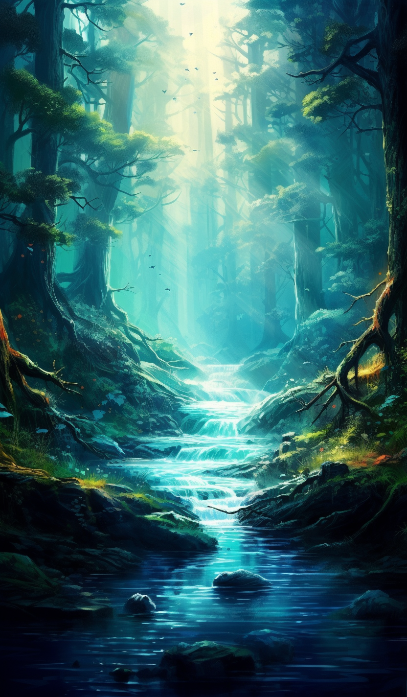 Beautiful forest and river scenery