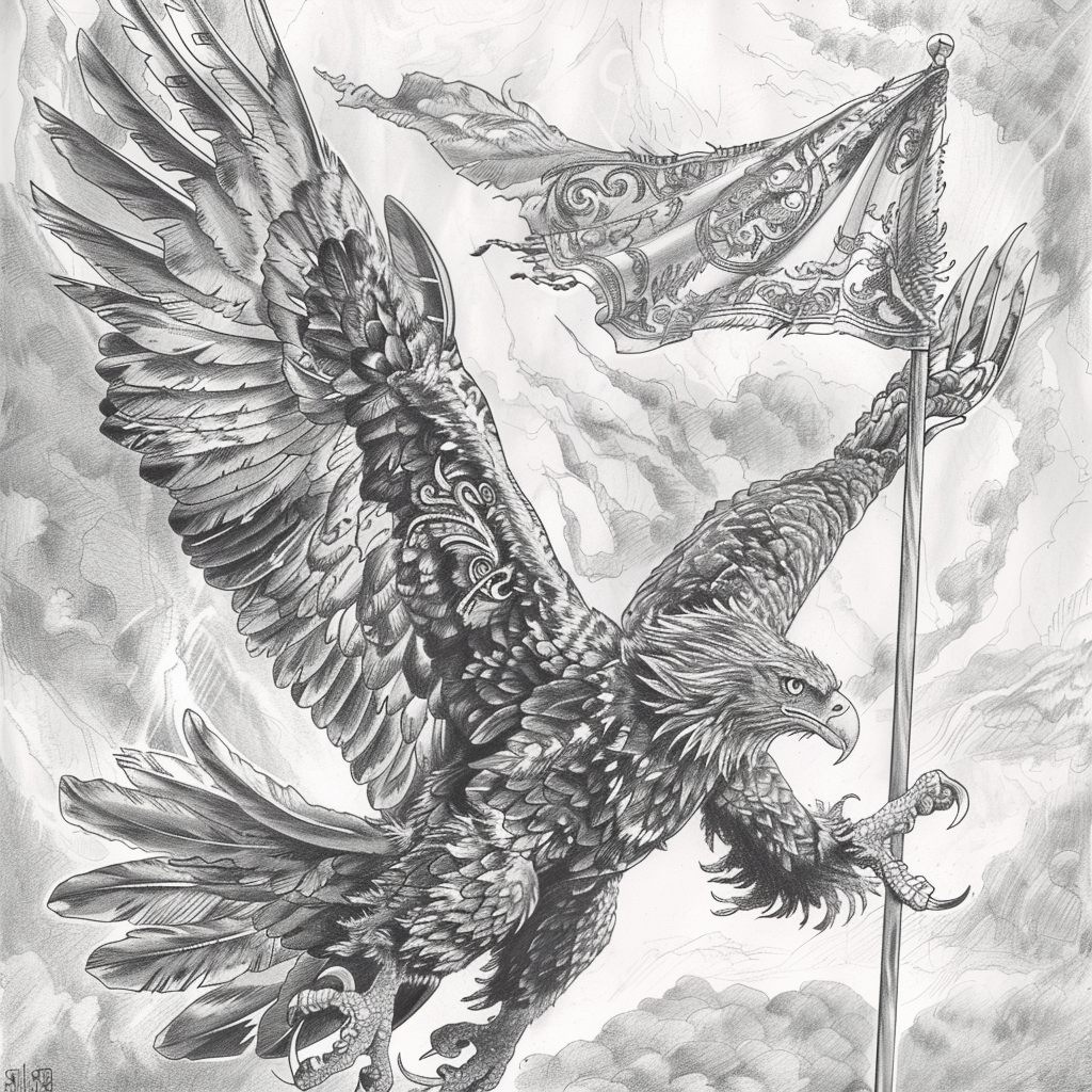 Sketch of majestic fantastical eagle