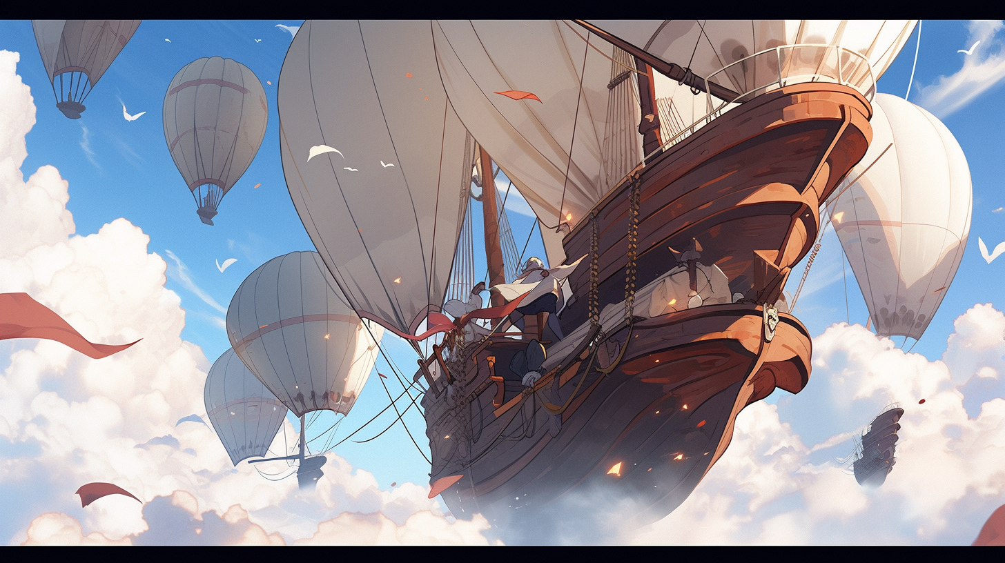 Detailed Fantasy Airships Illustration