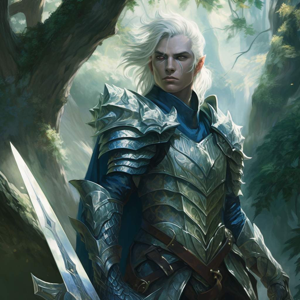 Blue-skinned Guy in Dragonscale Armor in Forest