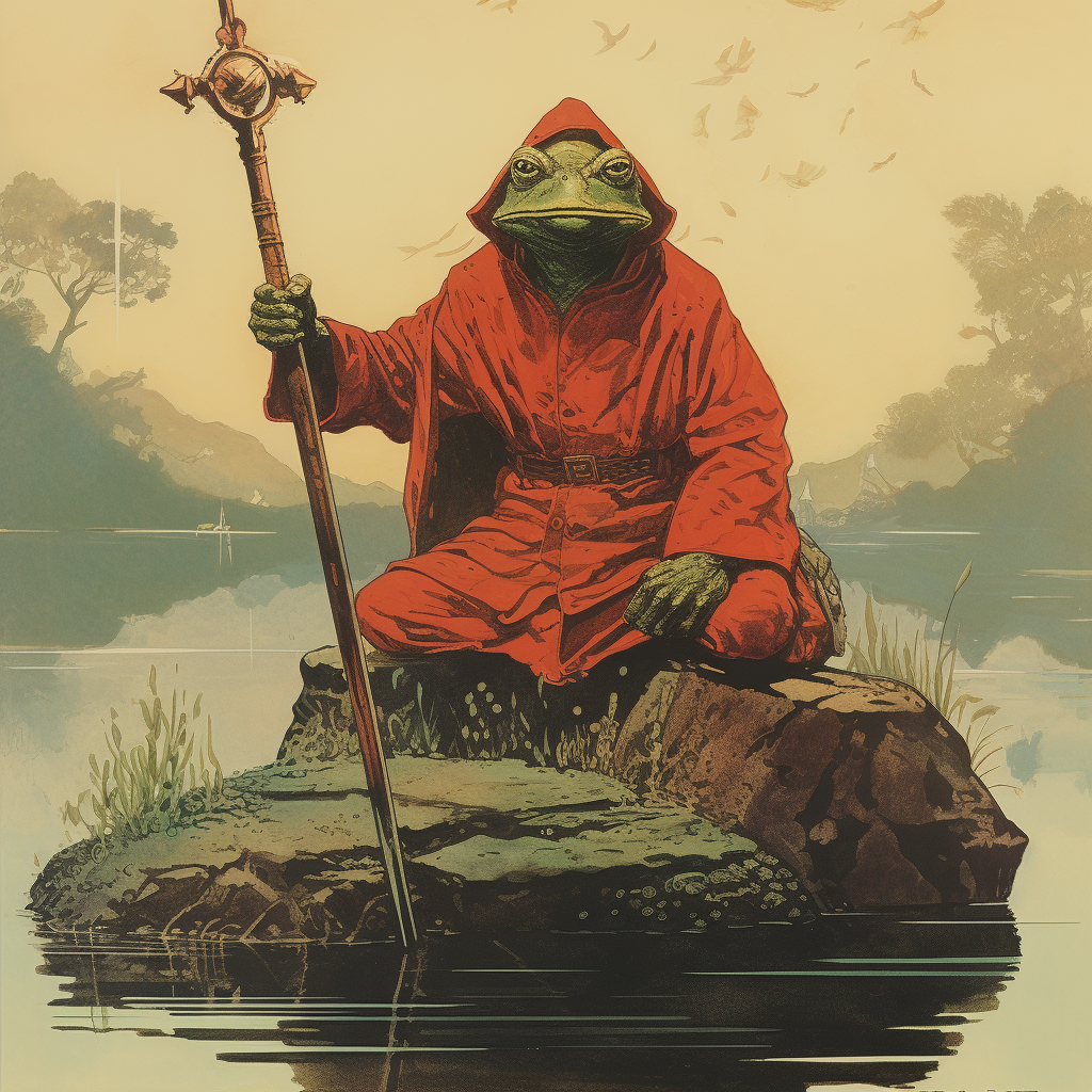 Illustration of a Frog Wizard with Staff