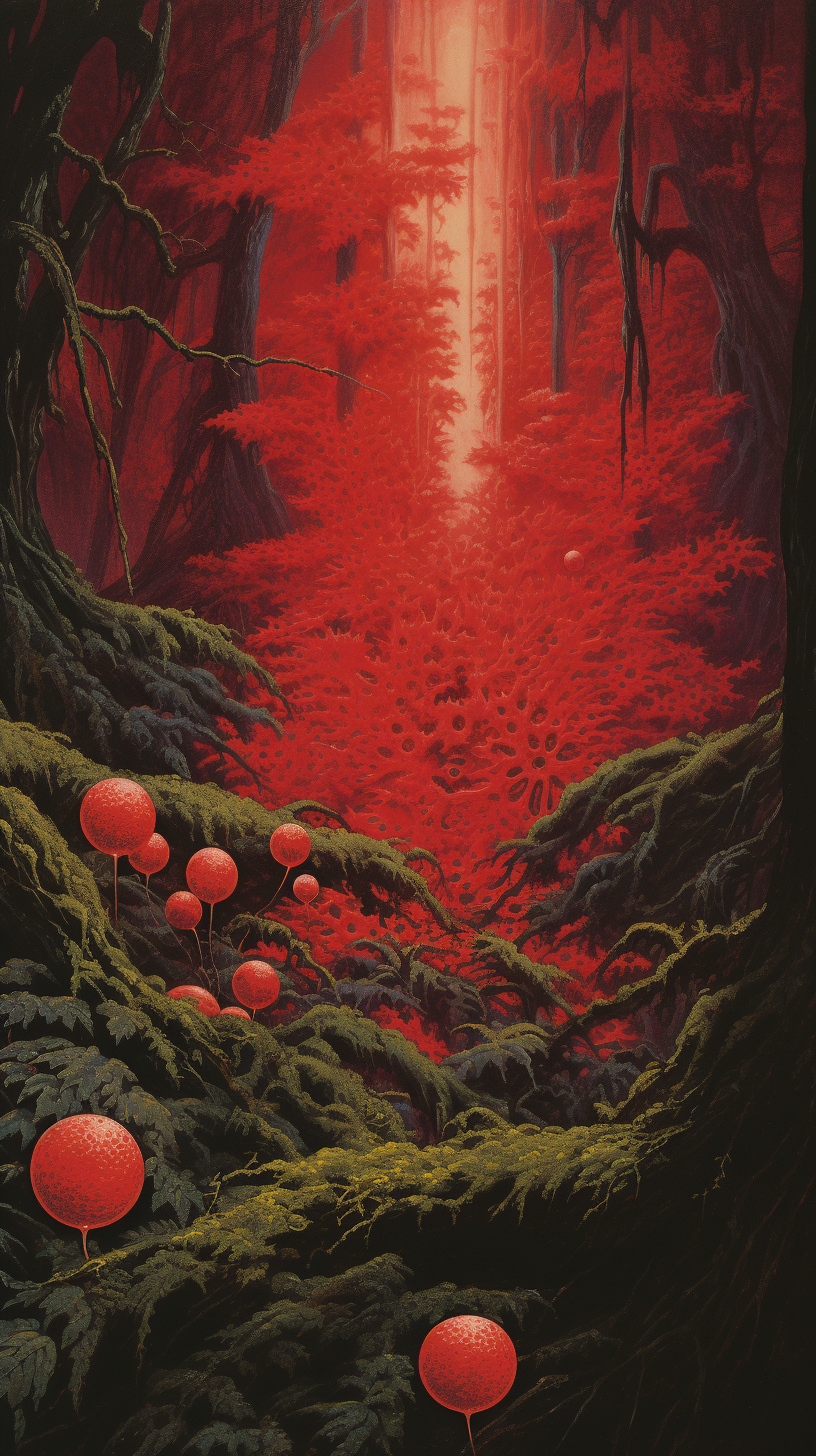 Red virus overtakes lush forest