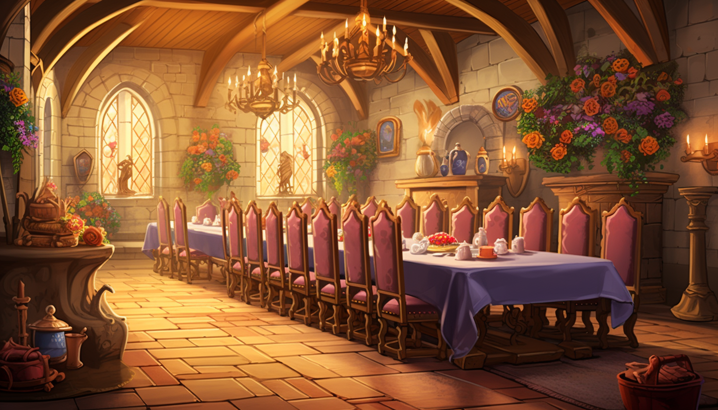 Illustration of fantasy castle meeting room