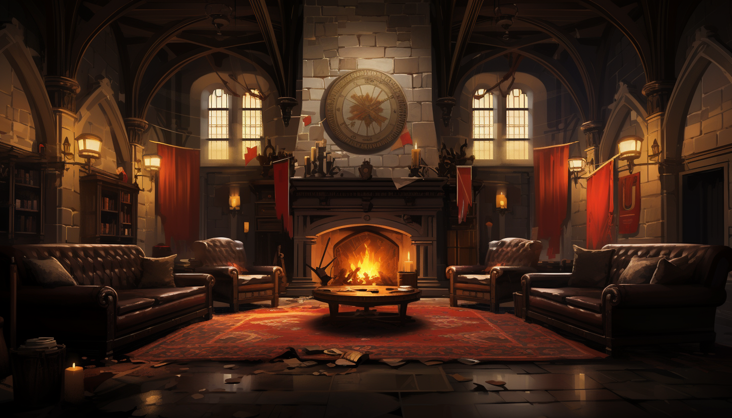 Illustration of office room in fantasy castle