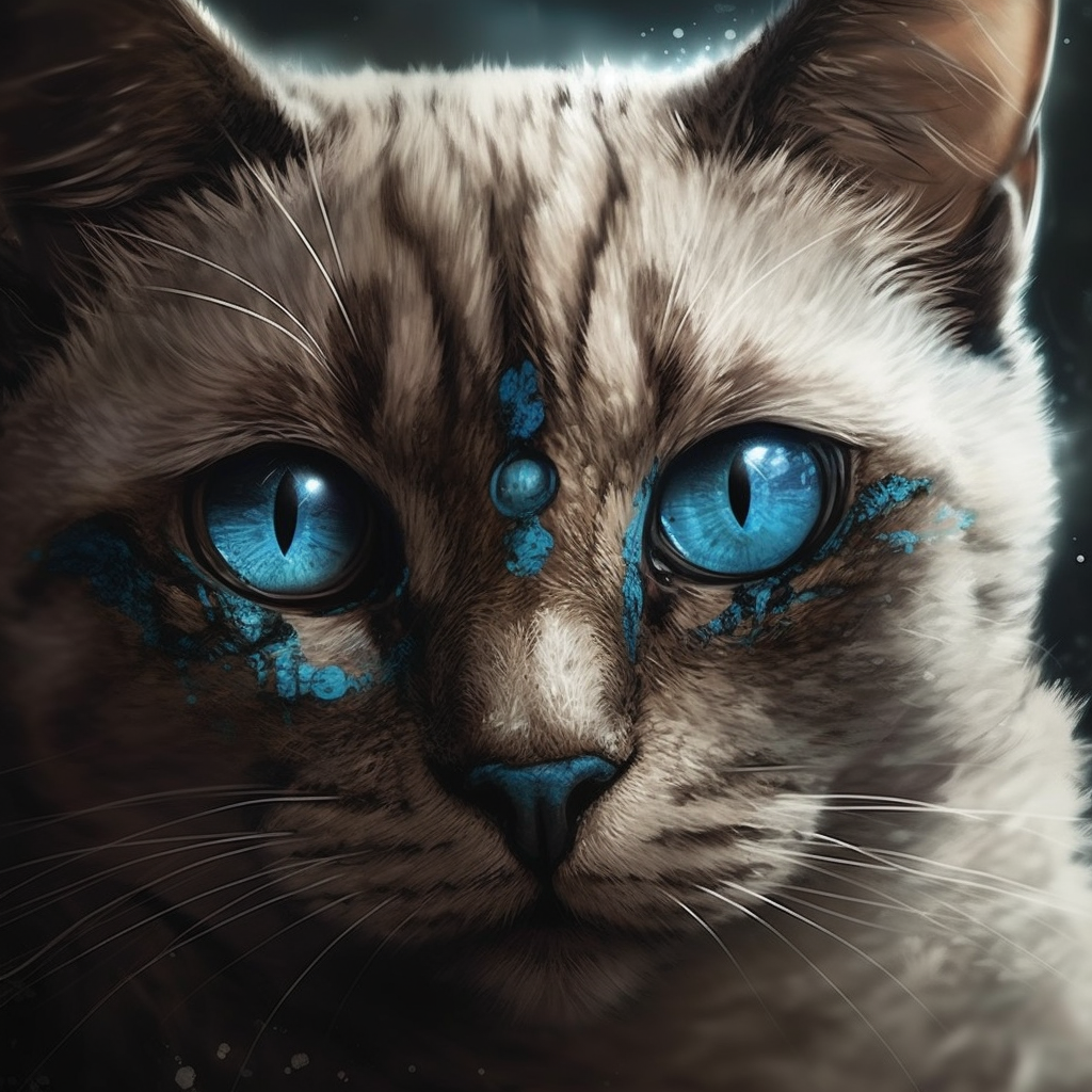 Cute Fantasy Cat with Blue Eyes