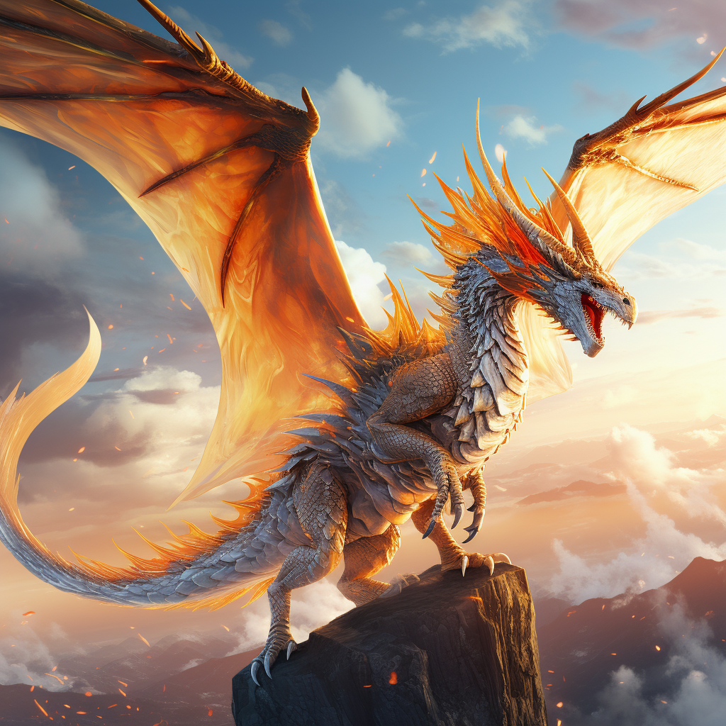 Wyvern creature flying orange scales