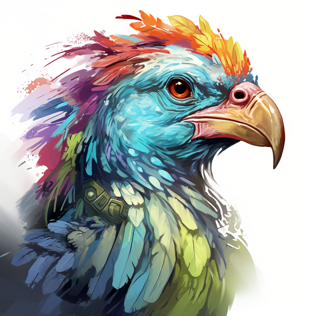 Colorful Fantasy Domestic Creature with Feathers