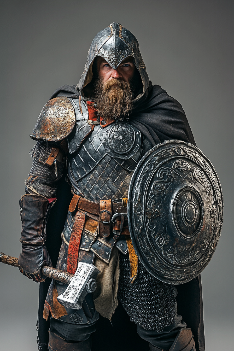 Dwarf warrior in plate armor