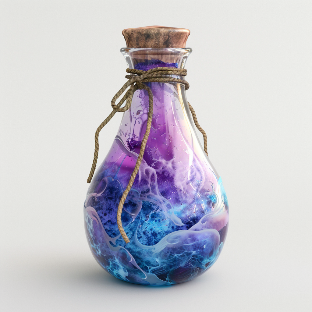 fantasy elixir potion white background