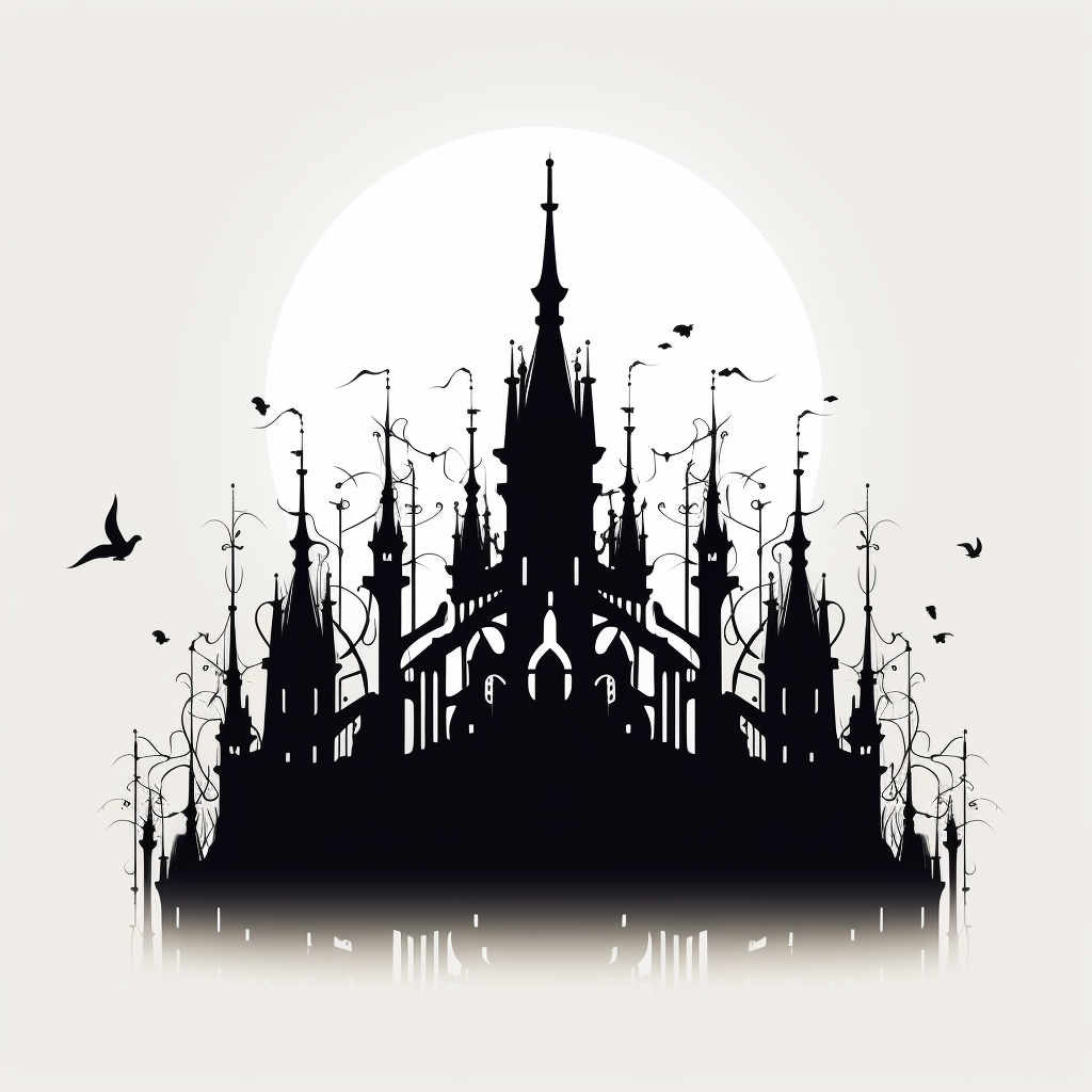 Gothic low building silhouette