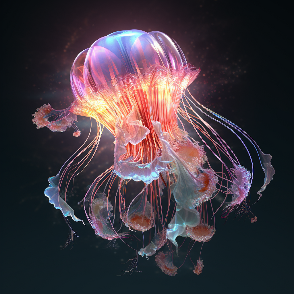 Beautiful fantasy jellyfish glowing underwater