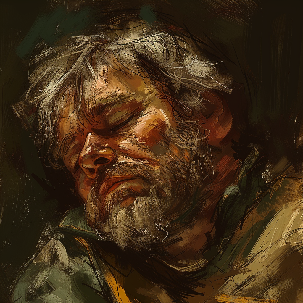 Middle Aged Fantasy Knight Falling Asleep