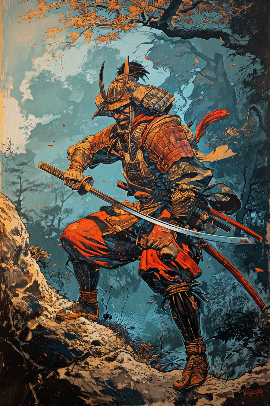 Stunning Fantasy Lithograph of DC Comic's Samurai