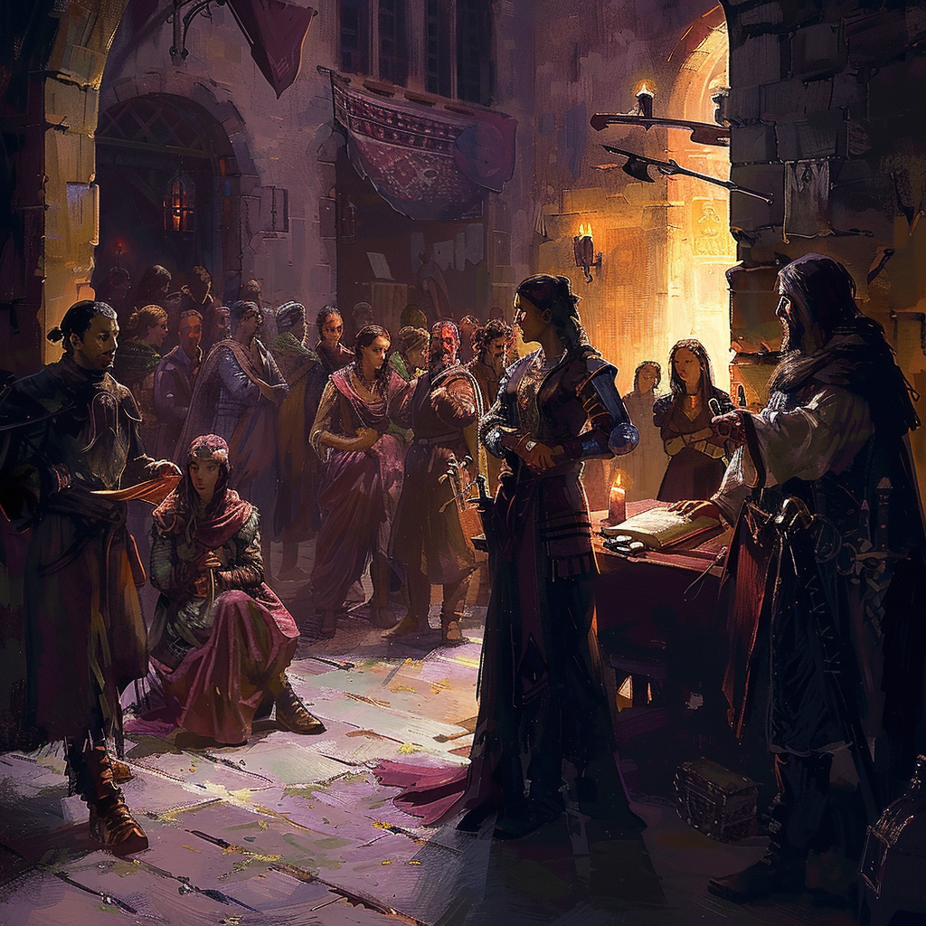 Medieval fantasy conspiracy preparation illustration