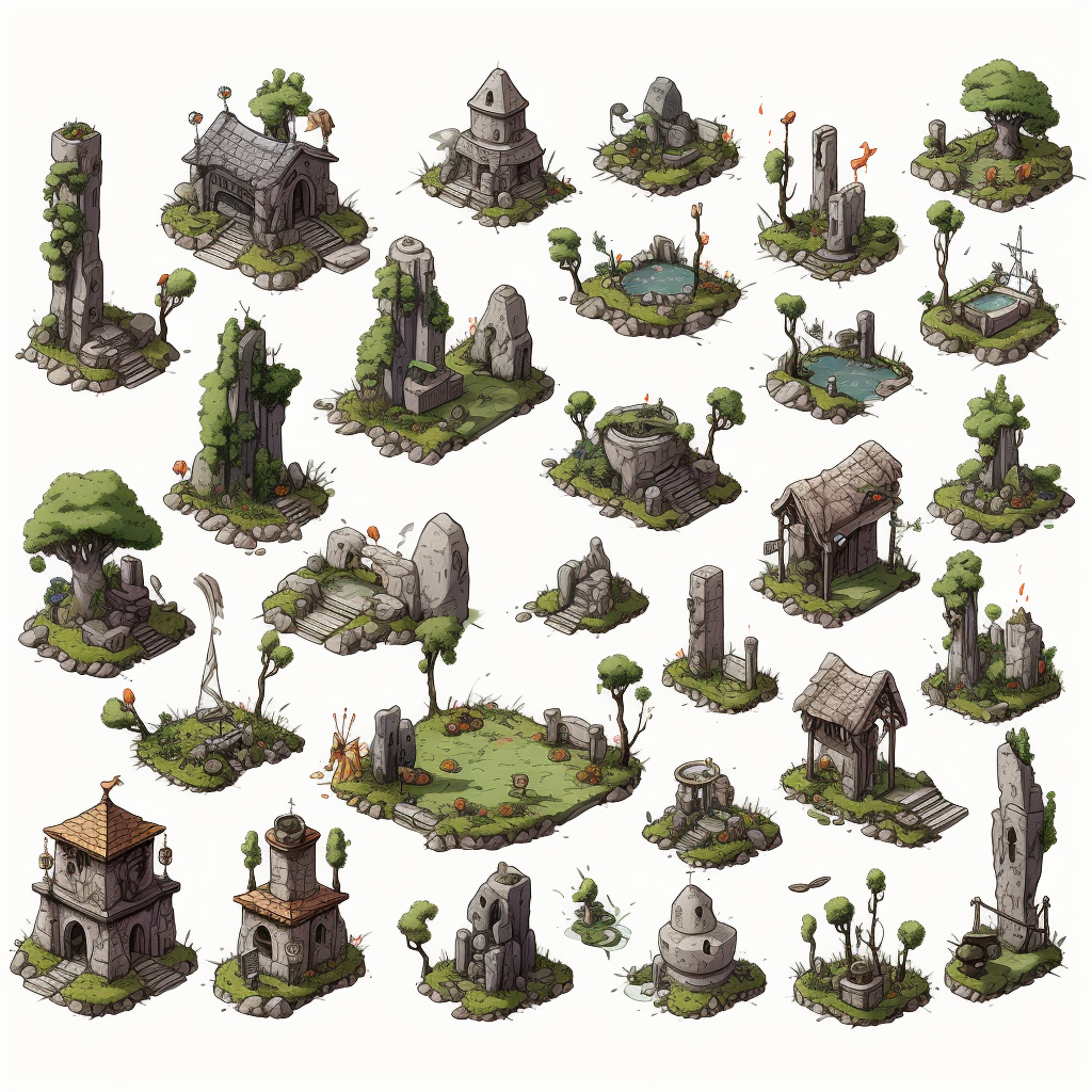 Fantasy Monastery Graveyard Sprite Sheet