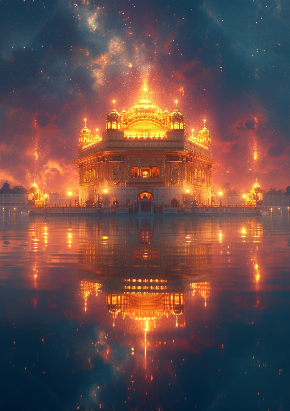 Fantasy Rainbow Pixelation Logo Golden Temple