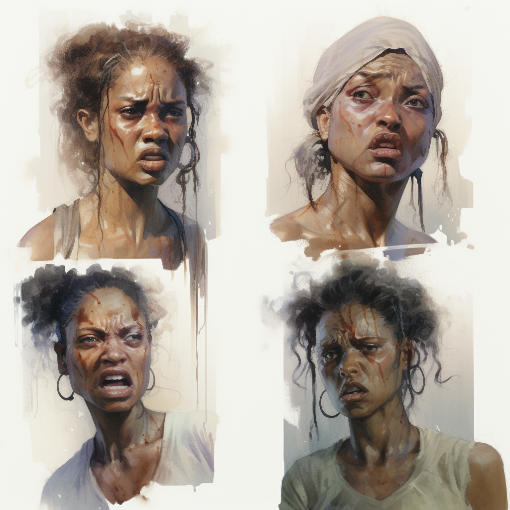 Female African American Zombies Portraits Decay