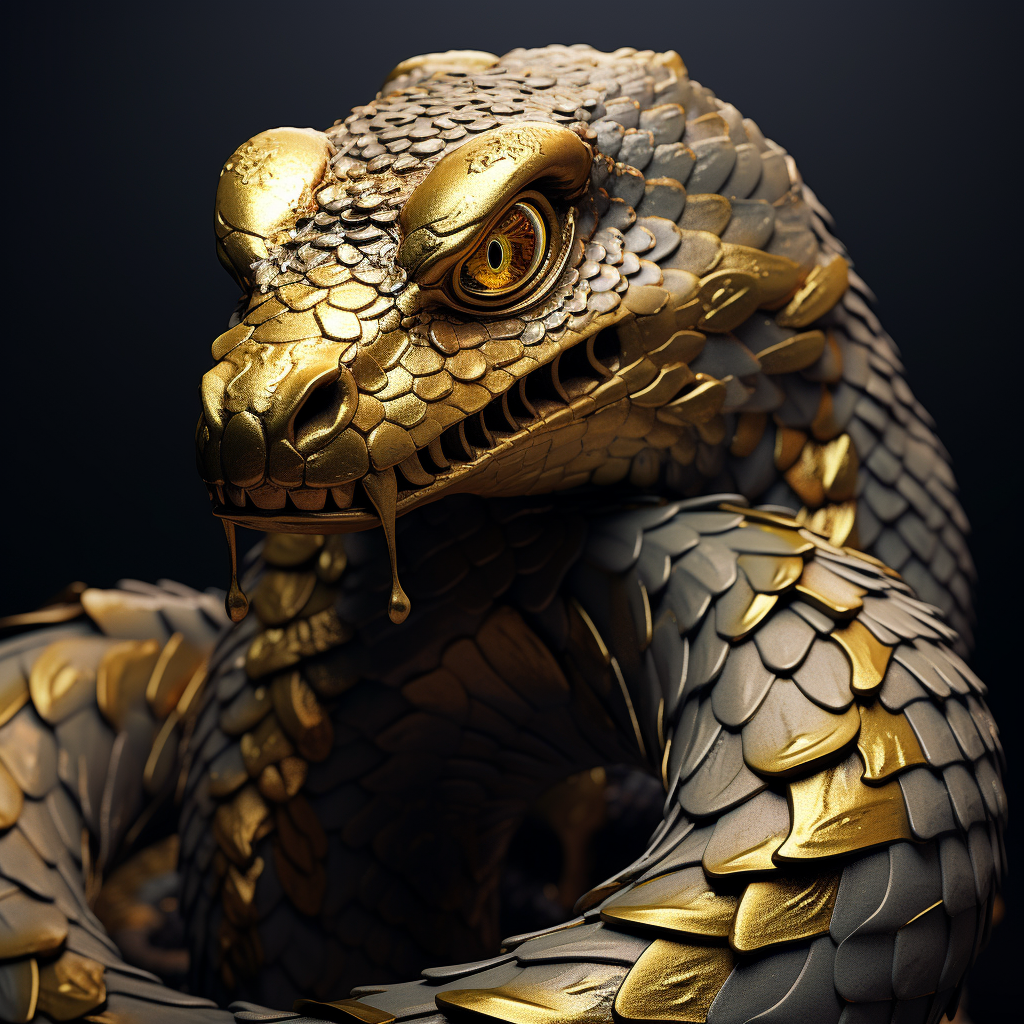 Beautiful fantasy snake with golden scales