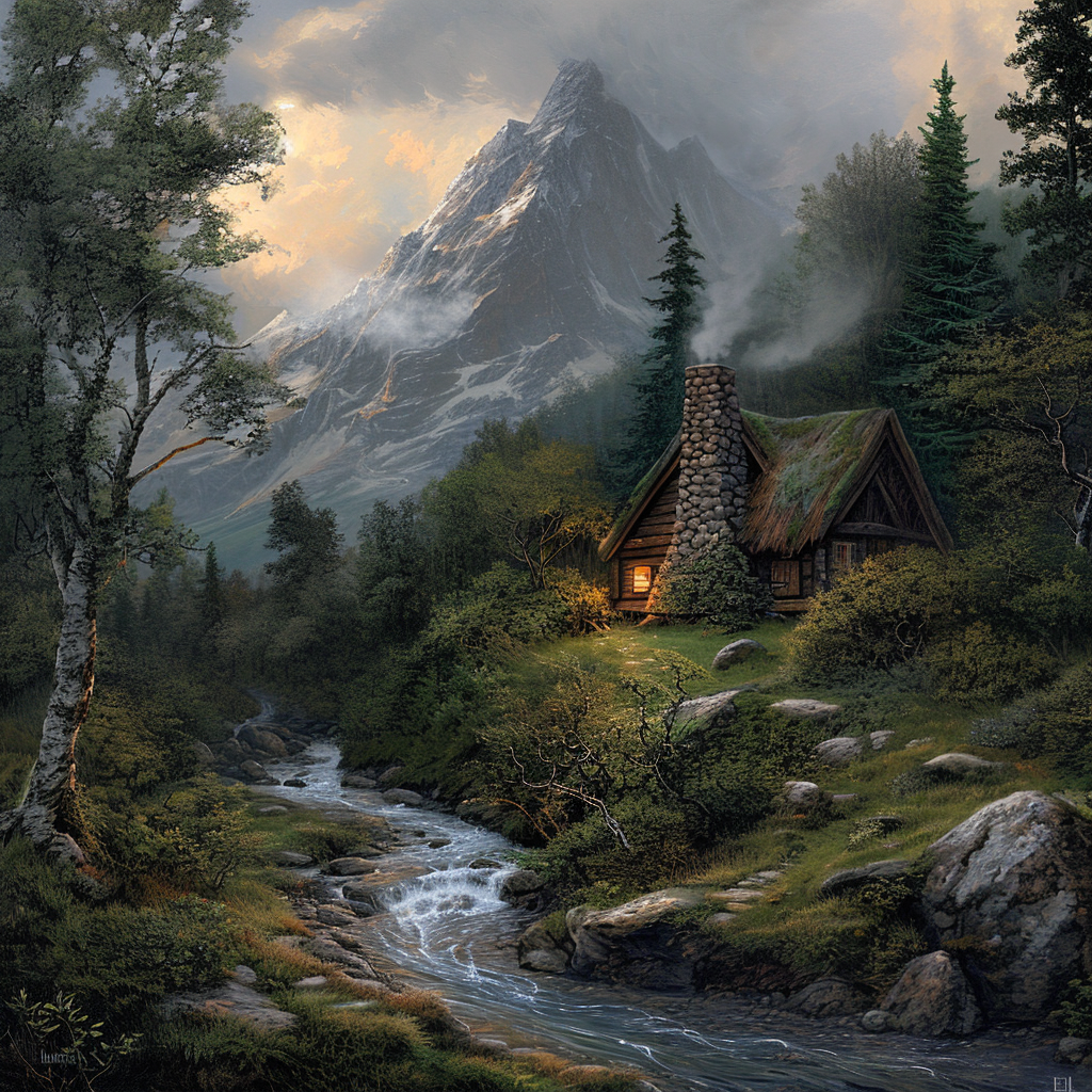 Fantasy Cabin in Woods with Mountain View