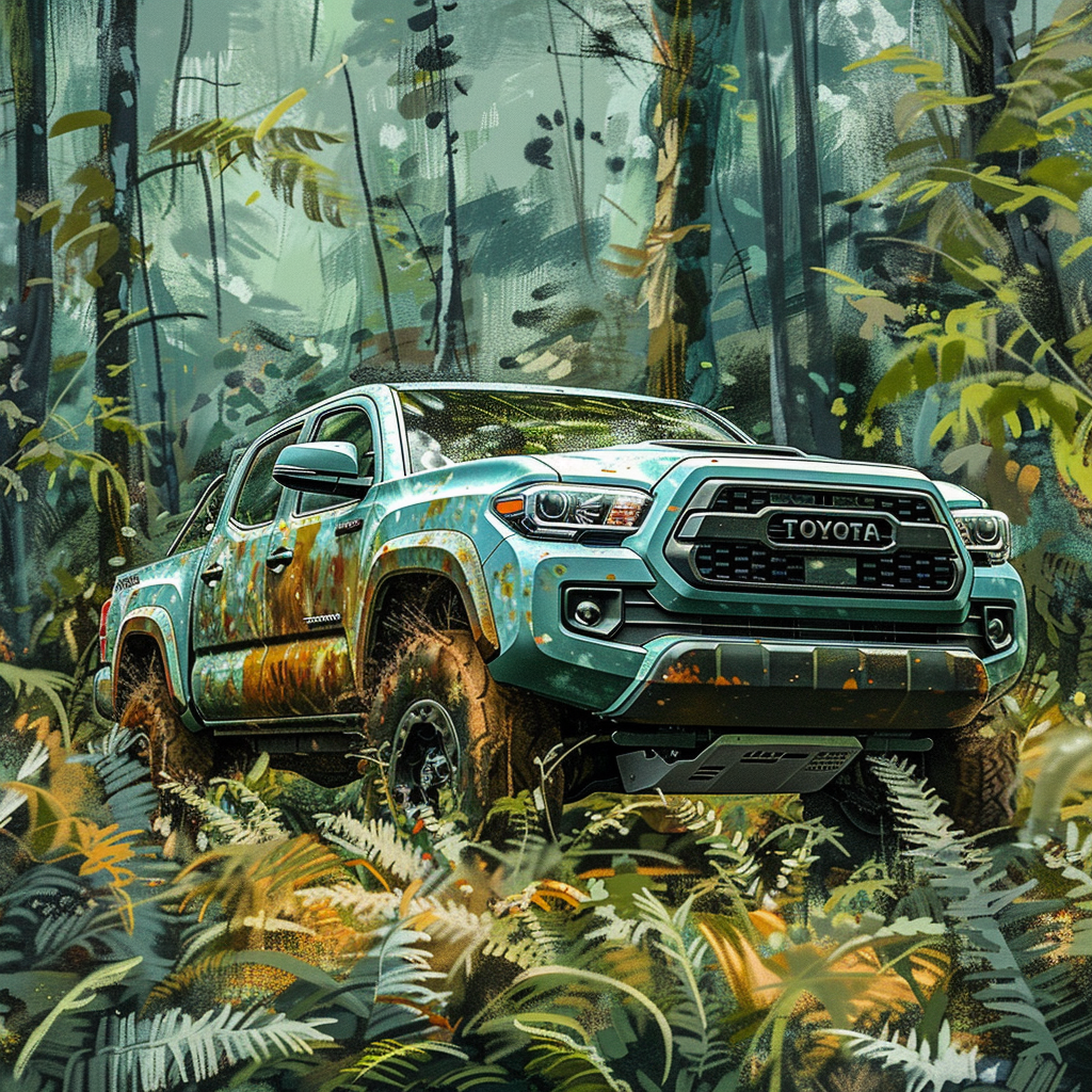 Toyota Tacoma in fantasy woods