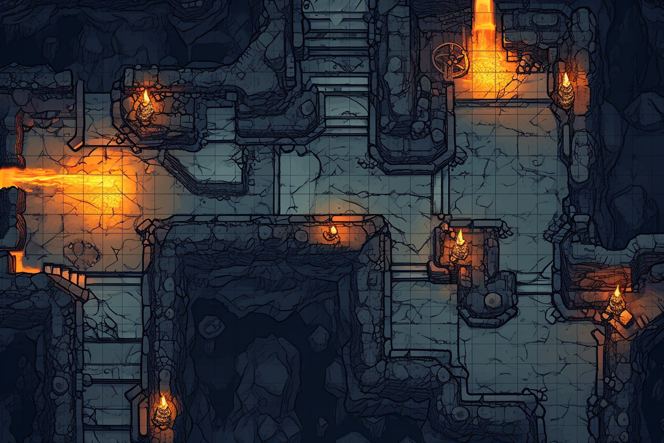 Detailed RPG Fantasy Underworld Dungeon Map