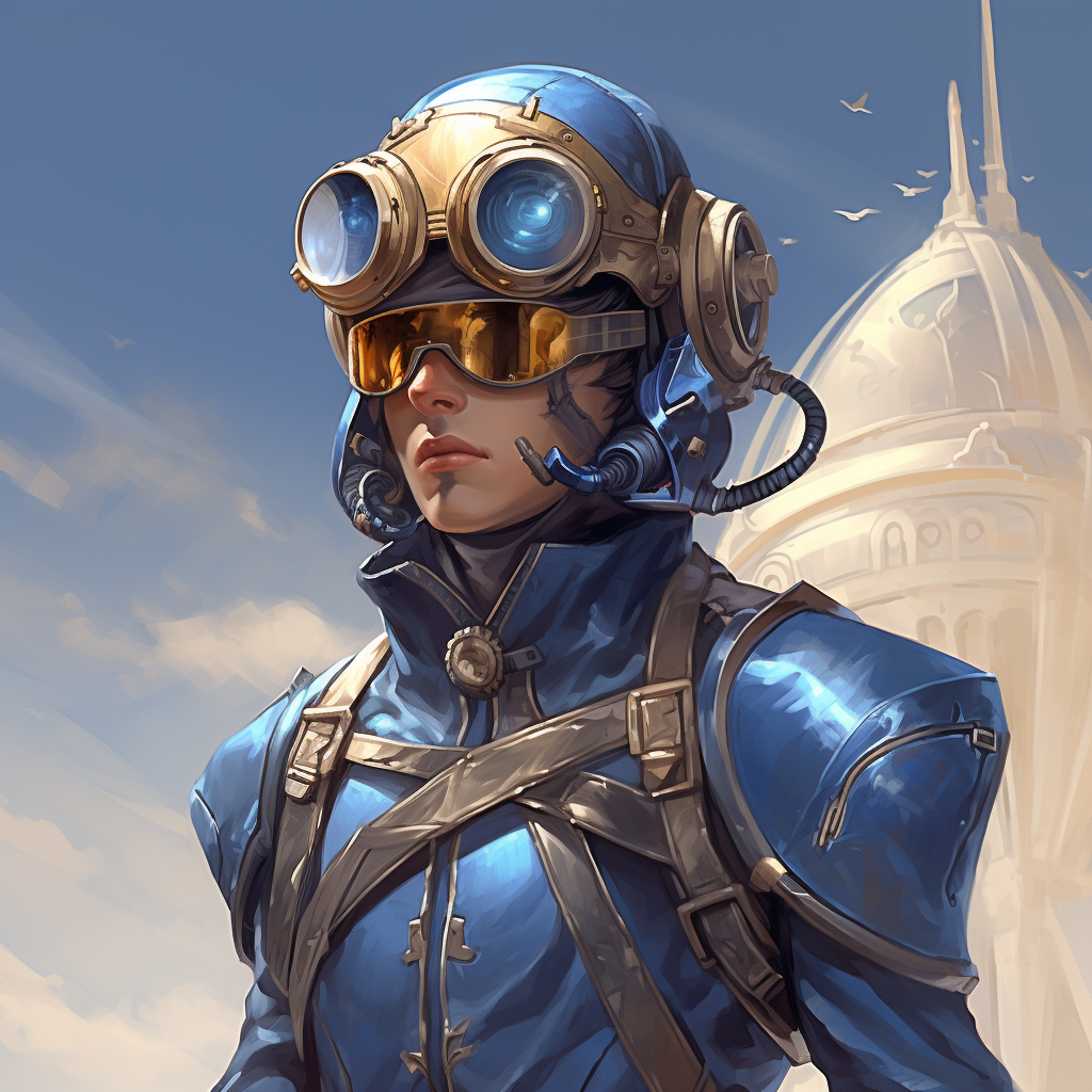 Muscular warrior with aviator hat and goggles