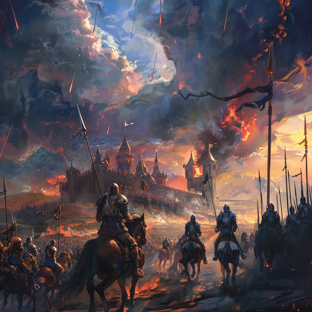 Fantasy war scene illustration