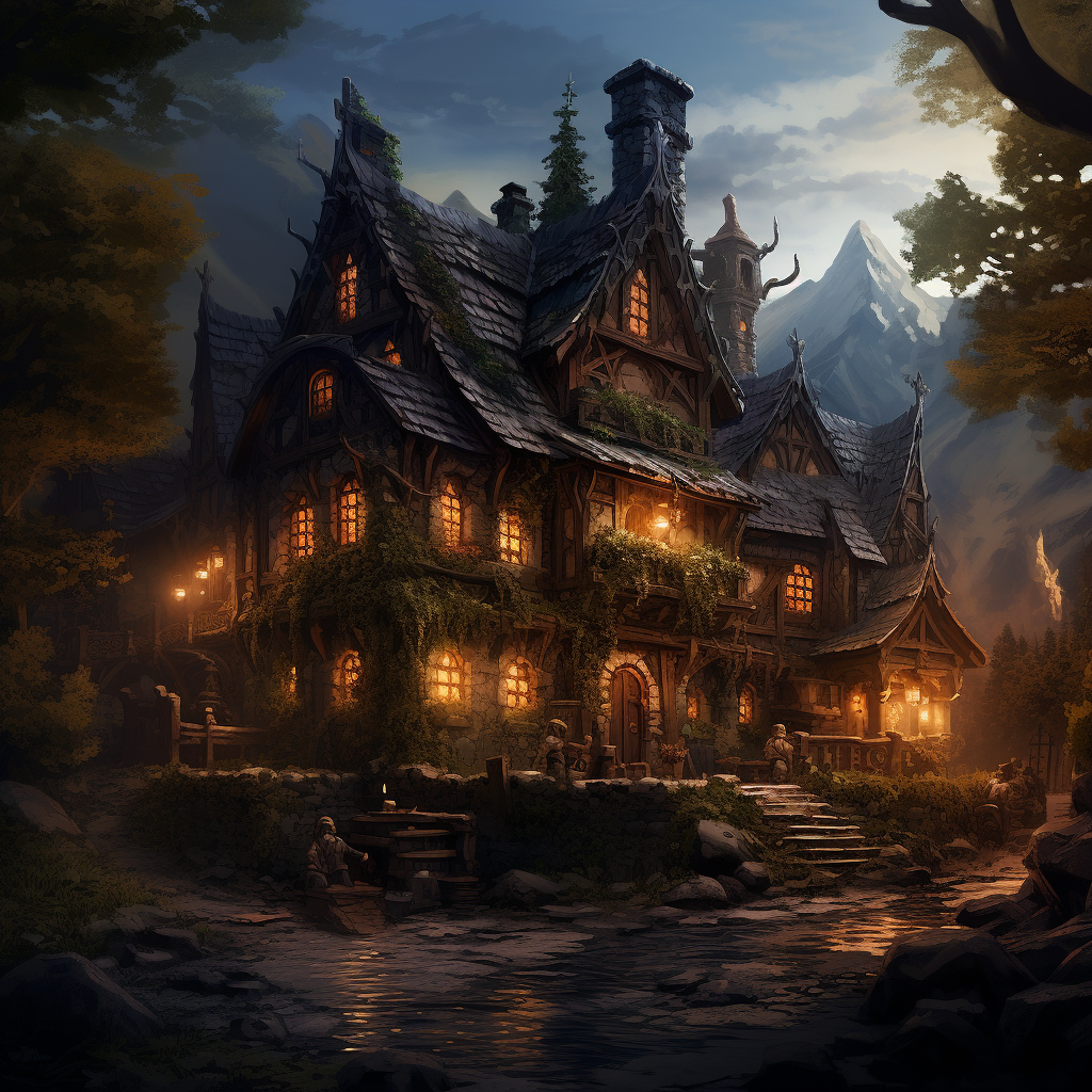 Beautiful fantasy art of the Adventurers Lodge