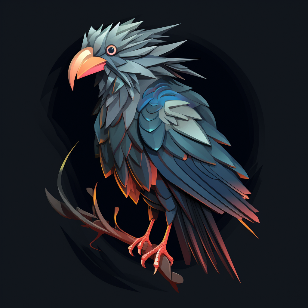 Fantasy bird creature on dark grey background