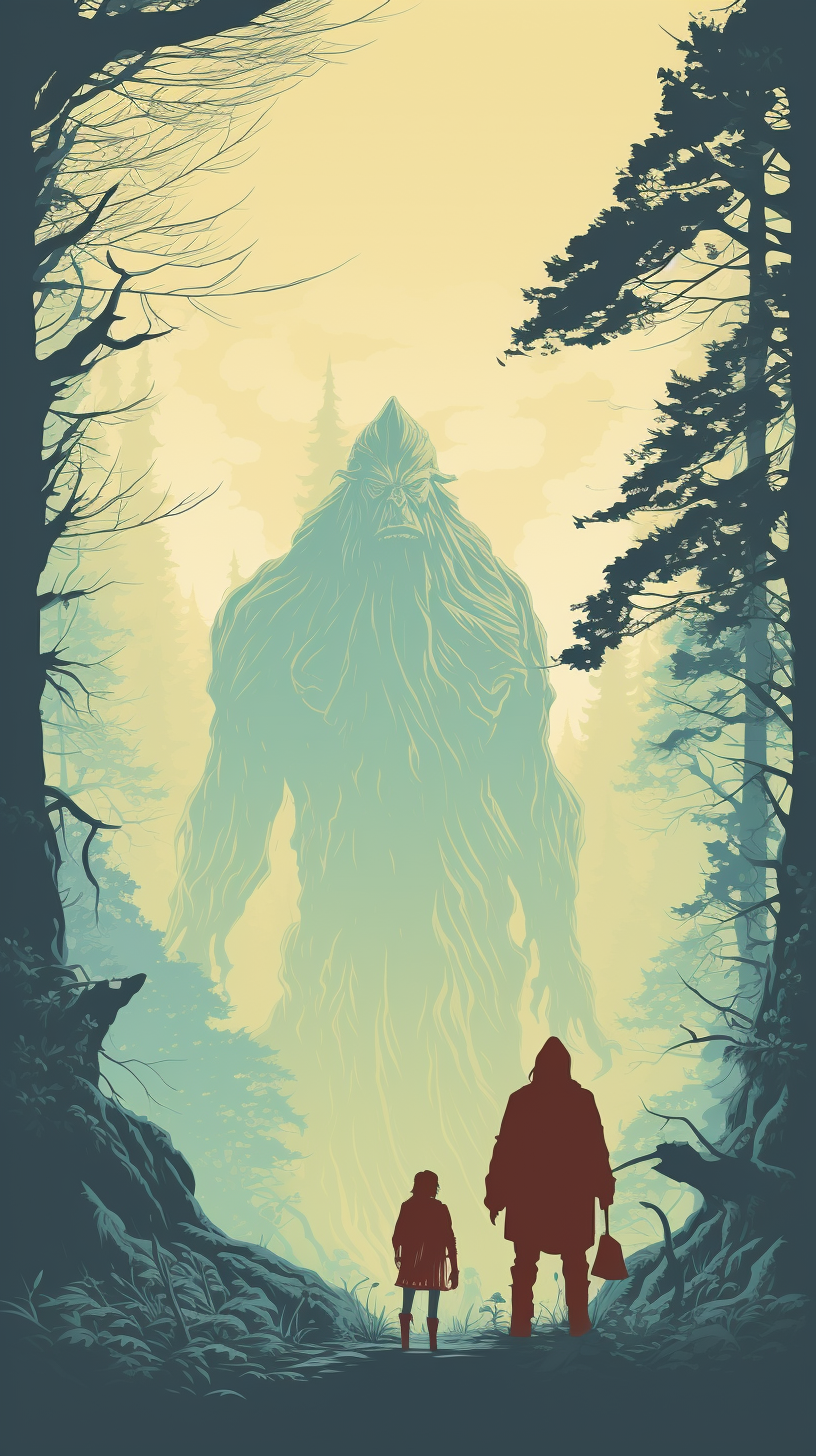 Happy wizard meeting bigfoot in the woods